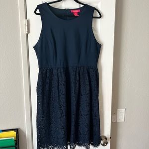 EUC Navy Blue A-line Dress with Lace skirt